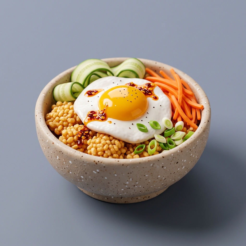 Crispy Rice and Egg Bowl with Ginger-Scallion Vinaigrette