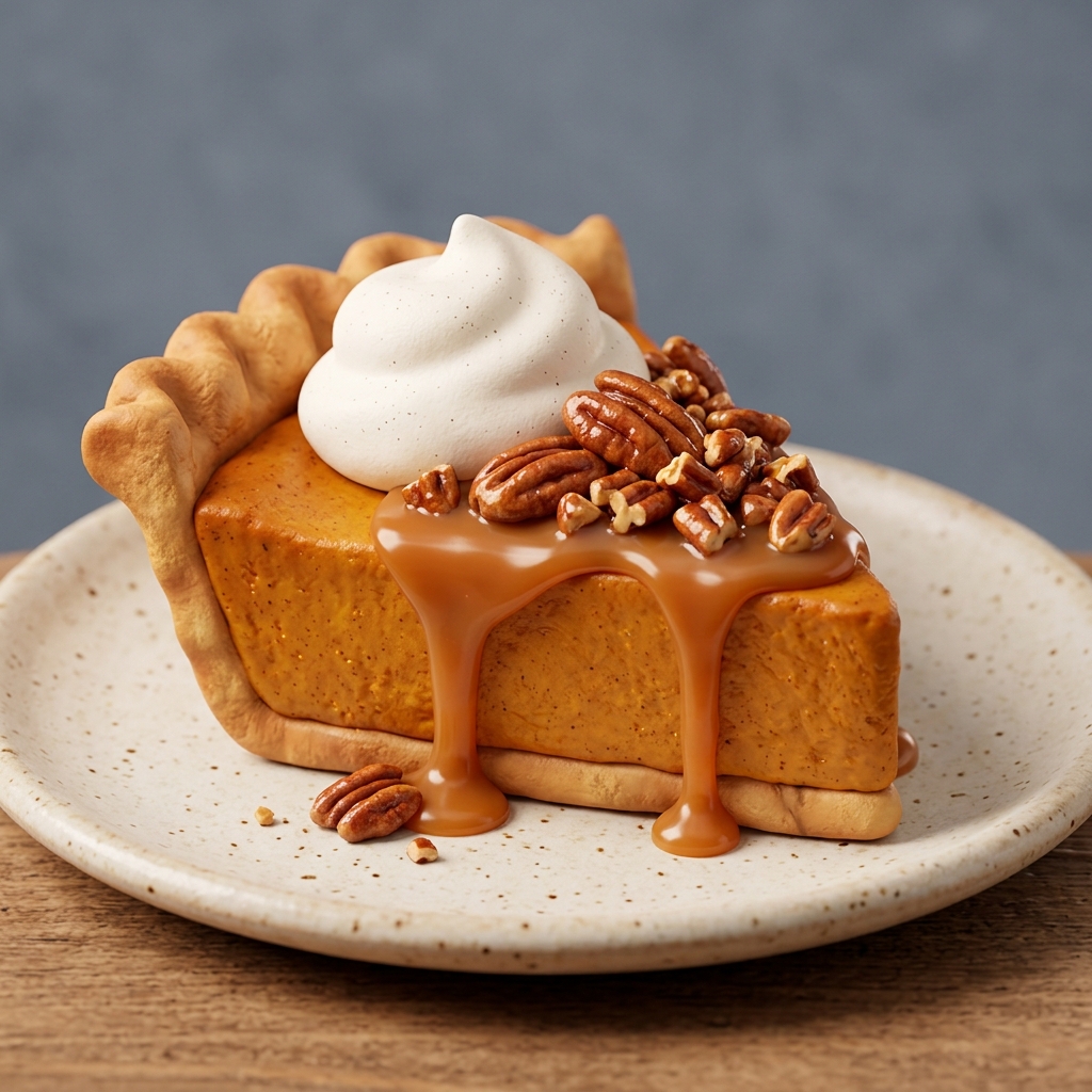 Pumpkin Pie with Caramel Pecan Topping